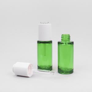 China 30ml Transparent Green Cosmetic Dropper Bottles For Essential Oils wholesale