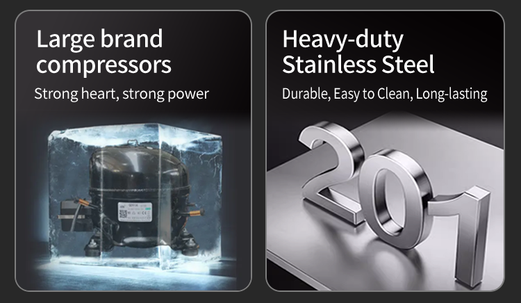 Stainless Steel Refrigeration Equipment for Kitchen 2/3/4/6 Door Refrigerator/Freezer