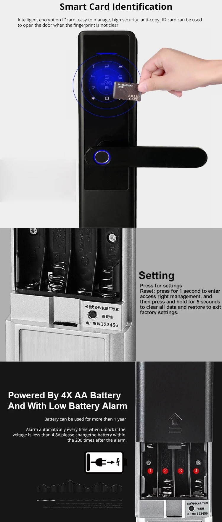 Home Proximity Password Fingerprint Smart Bedroom Door Lock