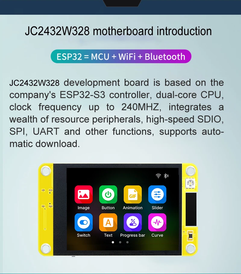 320*240 Resolution HMI Display JC2432W328C Module 43.2*57.6mm View Area