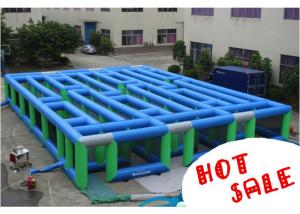 China Giant Race Maze Sport Center Inflatable Competition Equipment Green / Blue wholesale