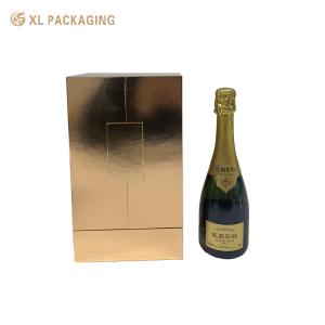 China Gold Glossy Paper Wine Packaging Box Two Door Magnet Vodka Whisky Packaging Box wholesale