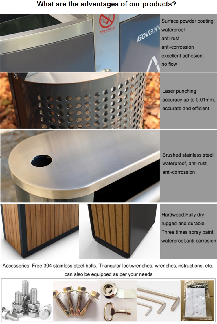 ISO14001 11.8gal Outdoor Wooden Trash Can With Plant Pot