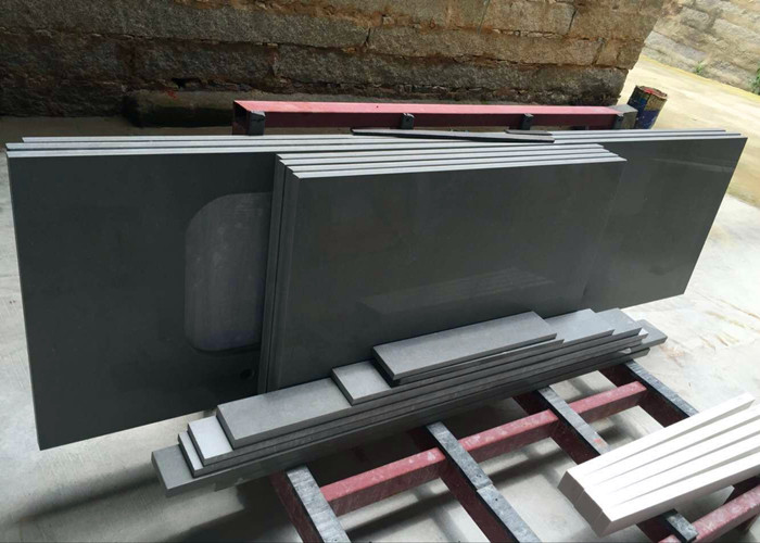 Pure Grey Master Quartz Tiles For Kitchen Countertops , Stone Kitchen Worktops