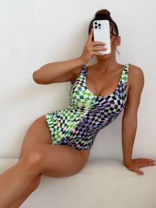 China Green Upf50++ Ladies One Piece Swimsuit Comfortable Medium Thickness wholesale