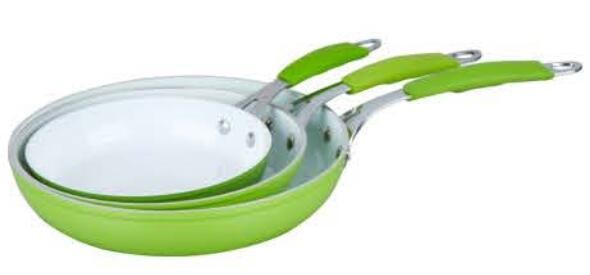 Healthy Ceramic 3 PCS Nonstick Fry Pan Skillet Cookware Set For Induction