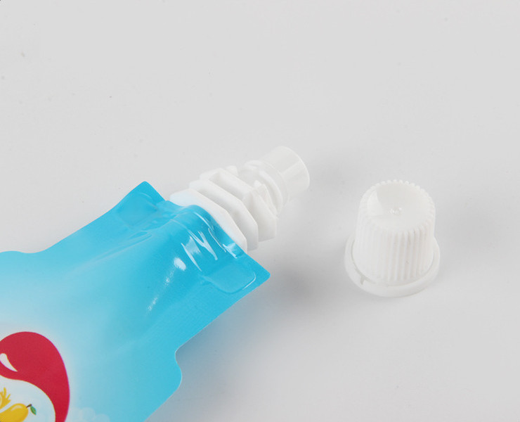 Custom Printed Doypack Bag Beverage Bottle Shaped Nozzle Aluminum Foil Stand Up Spout Pouch