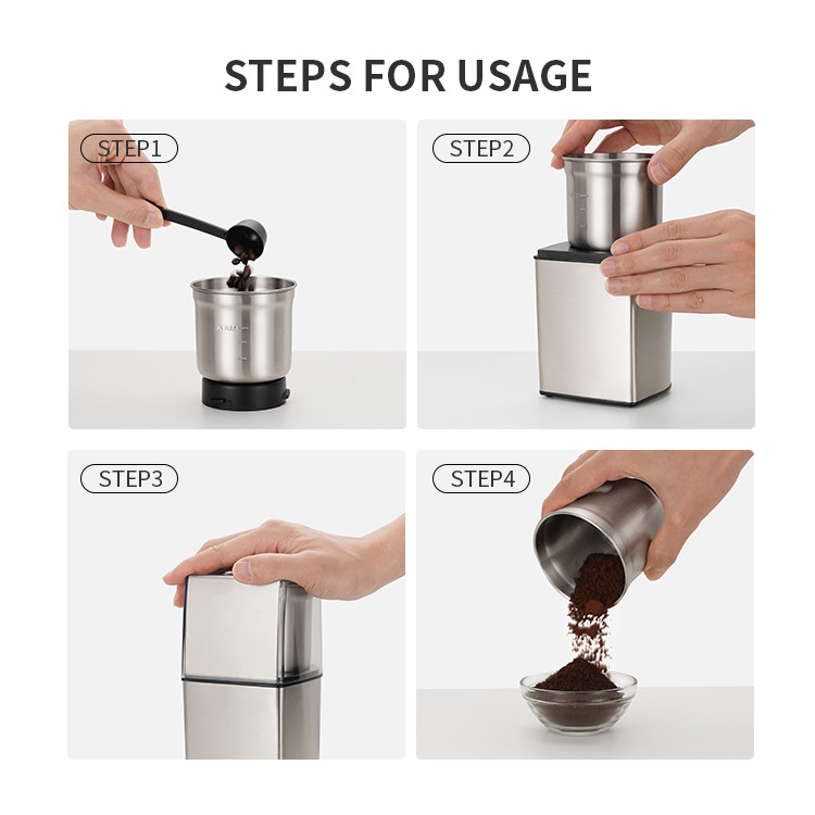 Electric USB Rechargeable Coffee Grinder , Stainless Steel Wet And Dry Grinder