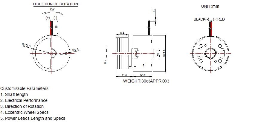 24mm 1.5 V Vibration Motor , Micro Vibration Motor For Game Controller