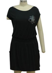 China T Shirt Type Printed Women'S Casual Dresses / Casual Sporty Dresses Smocking Waistband wholesale