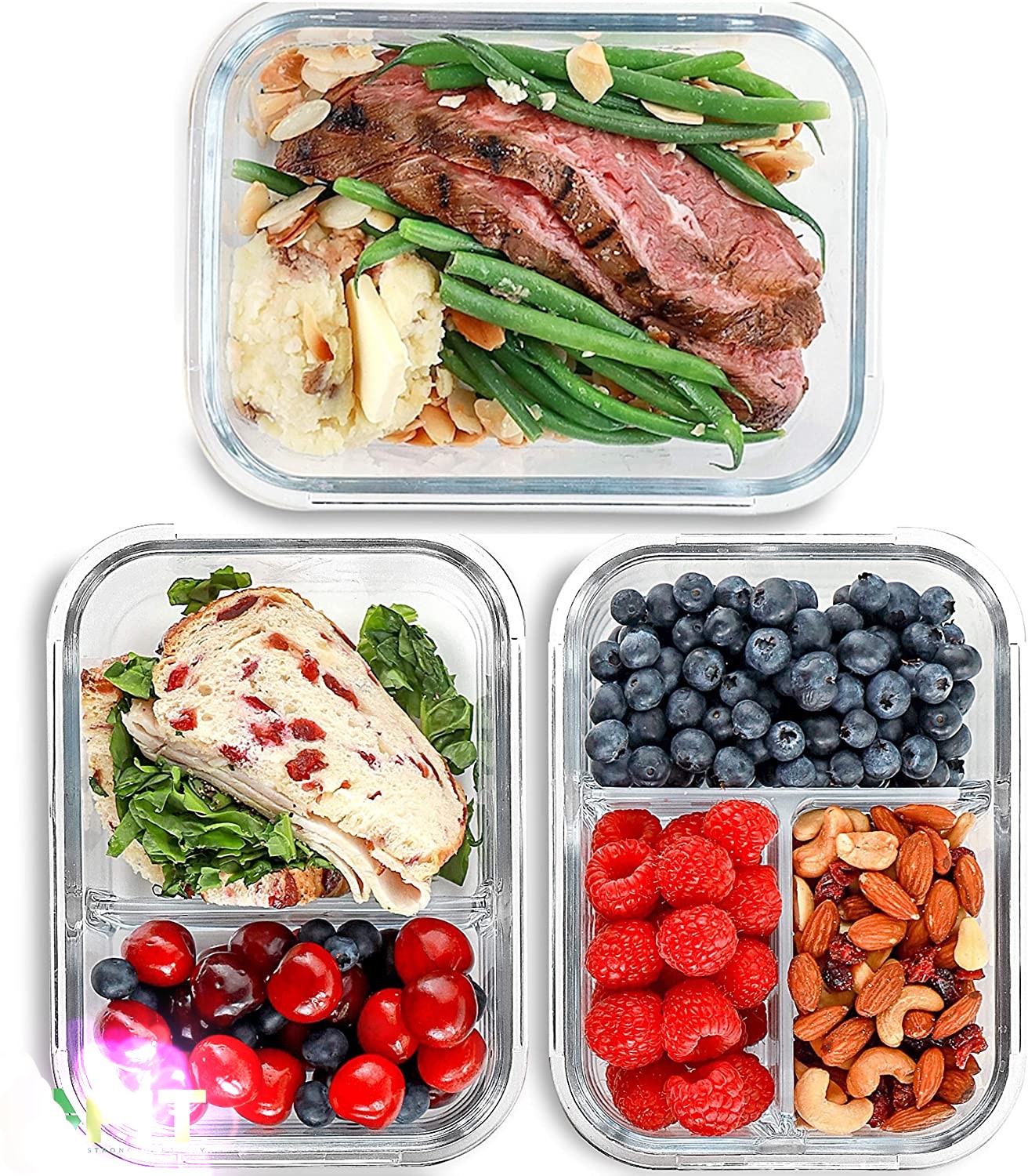 Borosilicate Pressed Glass Lunch Boxes With Locking Lids