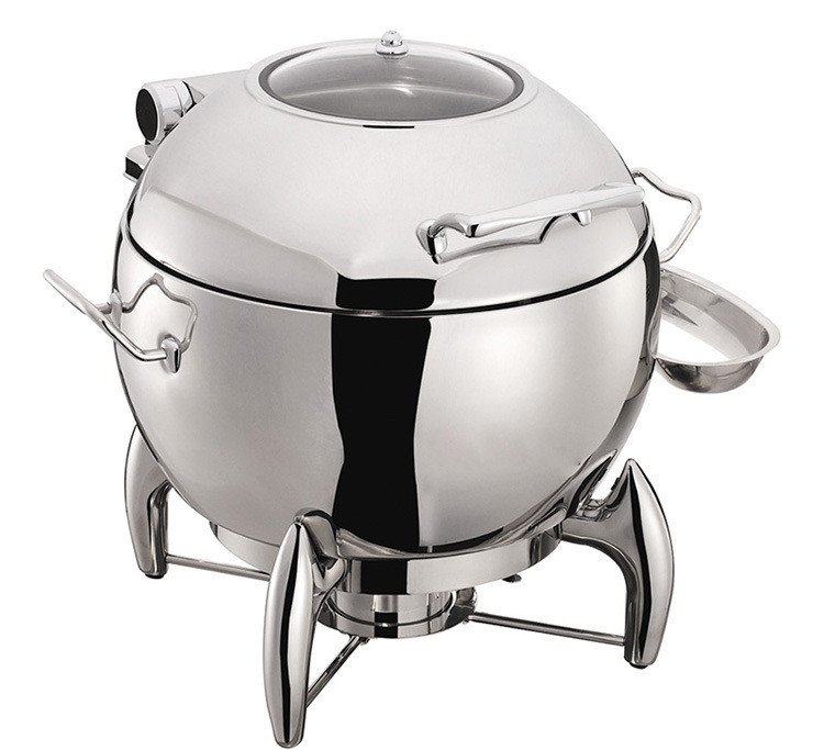 Round Mechanical Hinge Induction Soup Station Optional 11L Soup Bucket Stainless Steel Chafing Dish