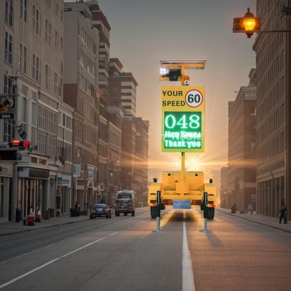 CE Certification Portable Lpr Radar Speed Sign Trailer IP54 Red And Green