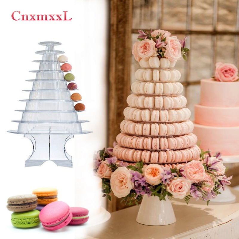 Classic Plastic 10 Tier Macaron Tower Pyramid Macaron Stand Case
