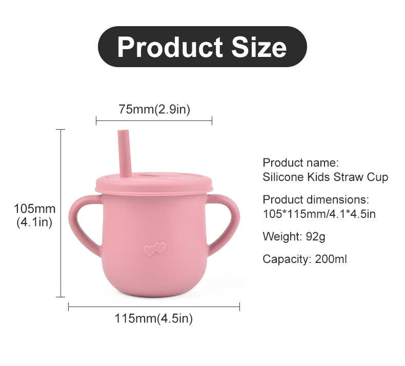 5.3oz 150mL Silicone Sippy Straw Cup -40C To 230C Temperature Range