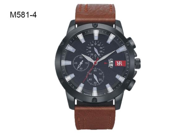 BARIHO Analog Men's Quartz Watch Fashion Chronograph Date Leather Band