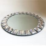 Gold Diamond Beaded Rim Charger Plates Mirror Flat Dish For Wedding Event