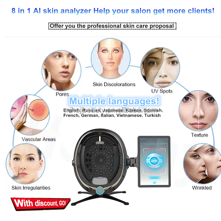 JP Plugs Type Skin Analyser Machine Desktop High Precision With Blue Light