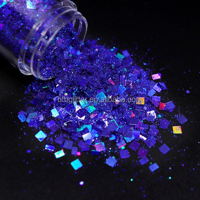 Indoor Ornament Chunky Glitter Powder PET Material Hexagon Shaped Nail Decoration Supplies for Christmas Hexagon Mixed