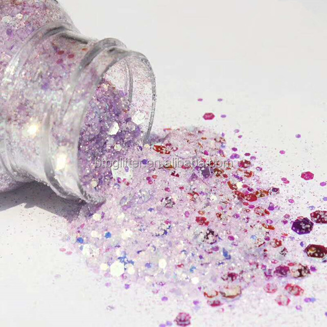 Polyester Bright Rainbow Candy Sparkle Mixes Shapes Chunky Glitter Confetti Customized for Your Requirements