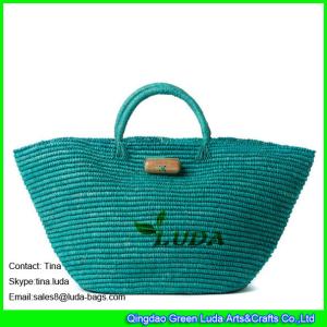 China LUDA new designer blue raffia handbags crochet raffia straw bags wholesale