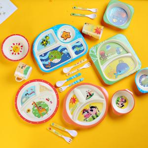China Bamboo Fiber Childrens Dinner Set With Cute Animal Design And FDA Level wholesale