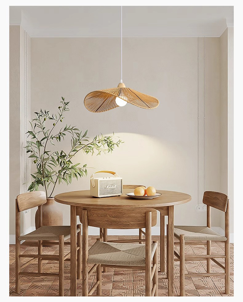 Nordic Wabi Sabi Led Pendant Lights For Living Room Home Decoration Rattan Bedroom Chandelier(WH-AP-587)