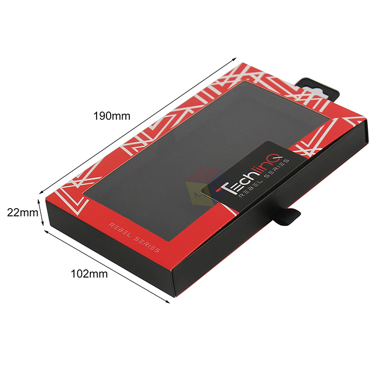 Custom Printed Phone Case Packaging Box Clear Window Sliding Open Drawer