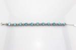 Sterling Silver Created Blue Topaz Clear CZ Diamonds Tennis Bracelet(B02BLUE)