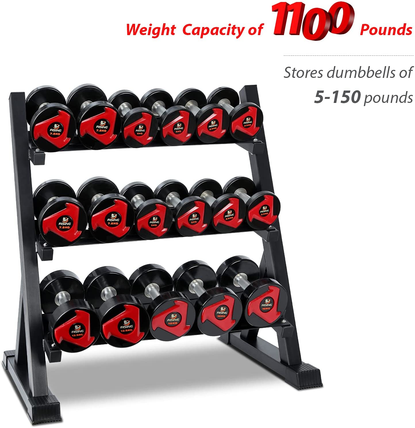 Gym Equipment Commercial Fitness Free Weight Rack Dumbbell Rack 3 Tier