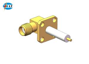 China 50Ohm Female Socket 4 Holes Flange Right Angle SMA RF Adapter wholesale