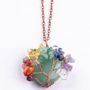 China Unisex Green Aventurine Chakra Healing Crystal Necklace Chakra Stone Pendant wholesale