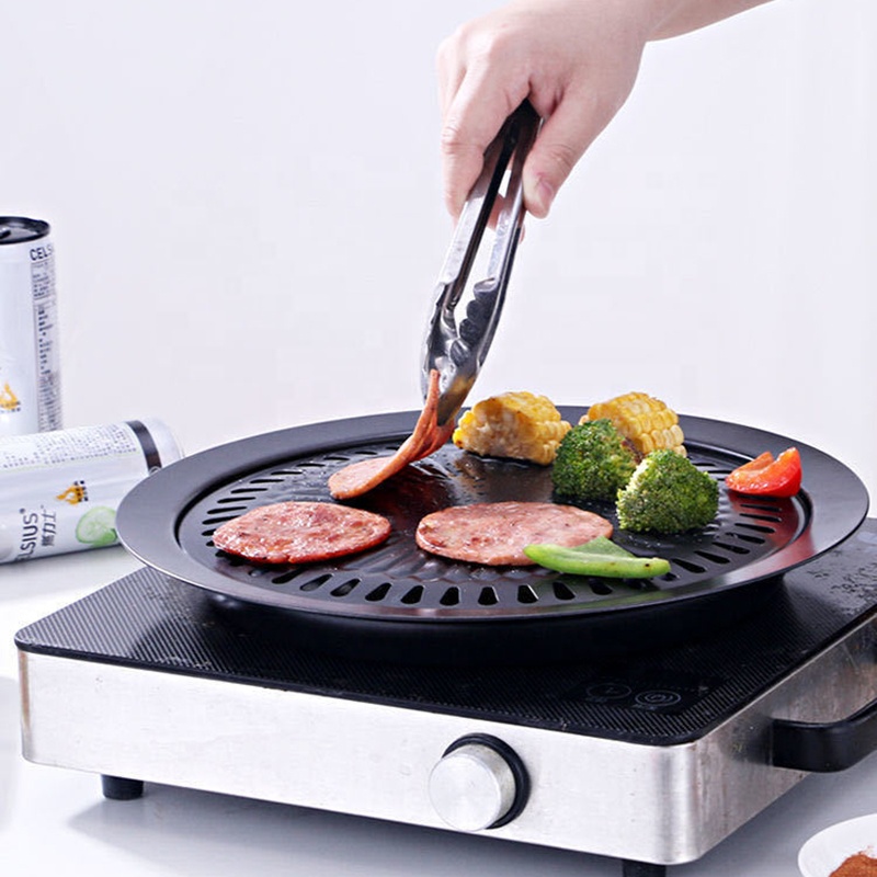 Cast Iron Non Stick Stovetop Grill Pan For Home Garden Barbecue