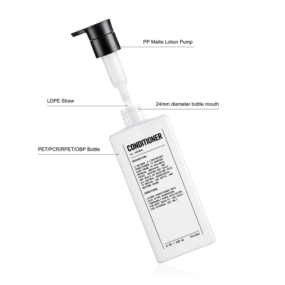 235ML White Custom Empty Shampoo And Conditioner Bottles Refillable