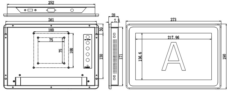 PLM-1001TW 10.1" Industrial Lcd Touch Screen Monitor Capacitive Touch Wide