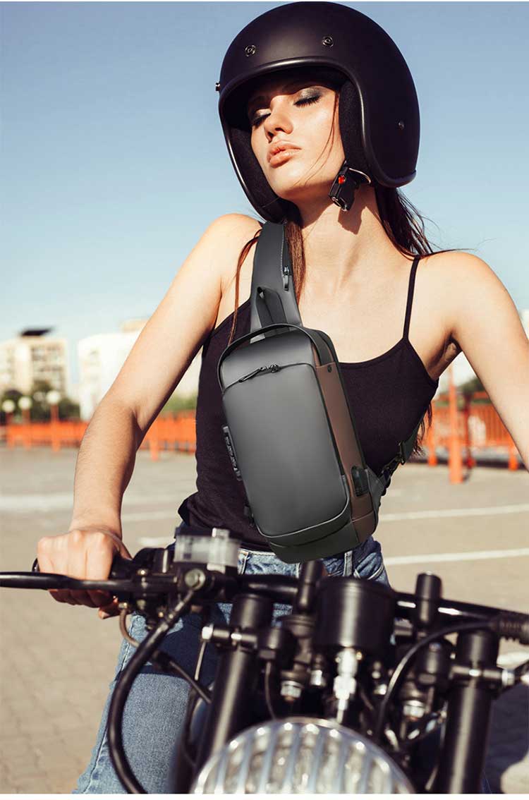 Daily Life Men's Motorcycle Bag with Password Lock Keep Your Belongings Safe and Organized
