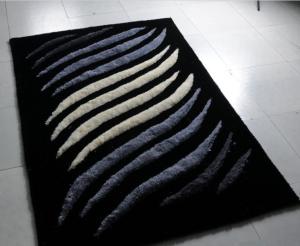 China White/Black/Grey Wave 3D Polyester Shaggy Rug Modern Area Carpet(3226) wholesale
