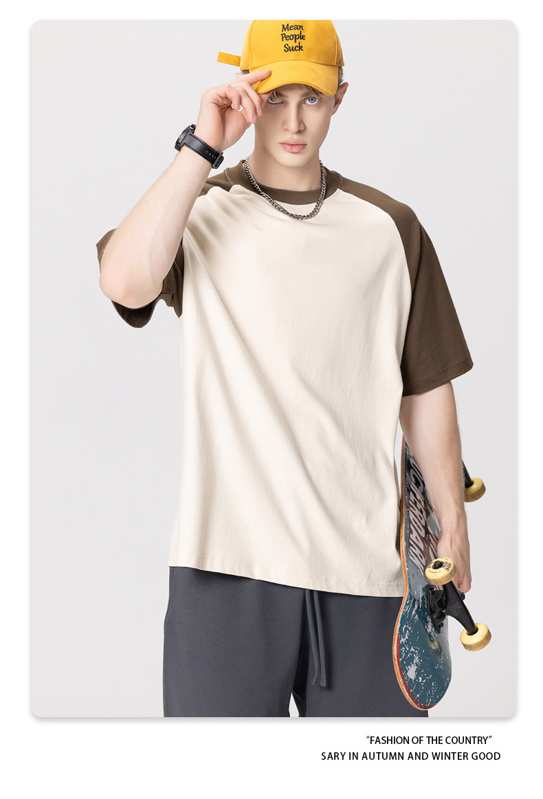 Boys Youth Men's Baseball Oversized Ringer Tshirt in 100% Cotton Fabric for Streetwear
