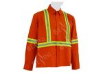 Men's 100%Cotton Twill Orange Work Shirt Long Sleeve Reflective Tape Chest