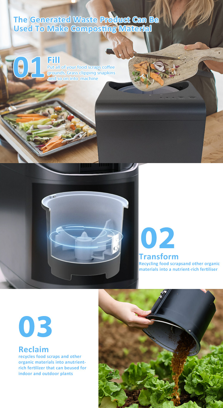 Home Countertop Composter Machine Portable Compost Machine 2.5L Capacity