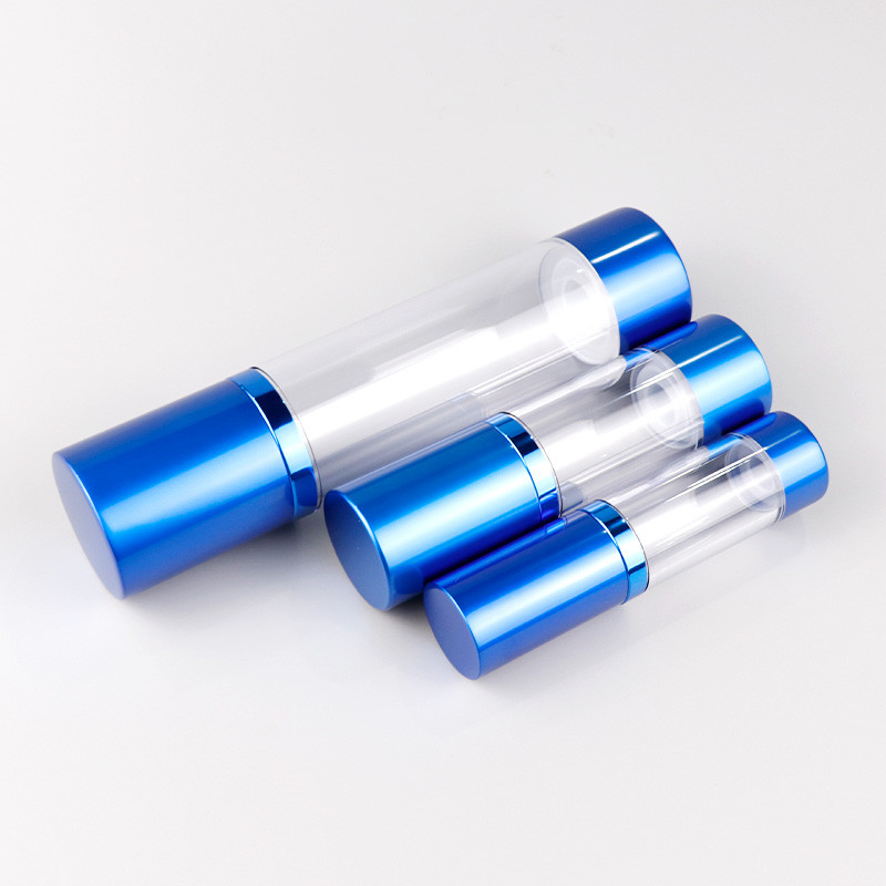 0.5OZ 1OZ 1.7OZ 3.4OZ Airless Spray Bottle Blue Round Cosmetic Bottle