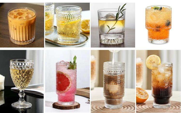Stemless Wine Ribbed Highball Glass Champagne Whisky Cups For Bar