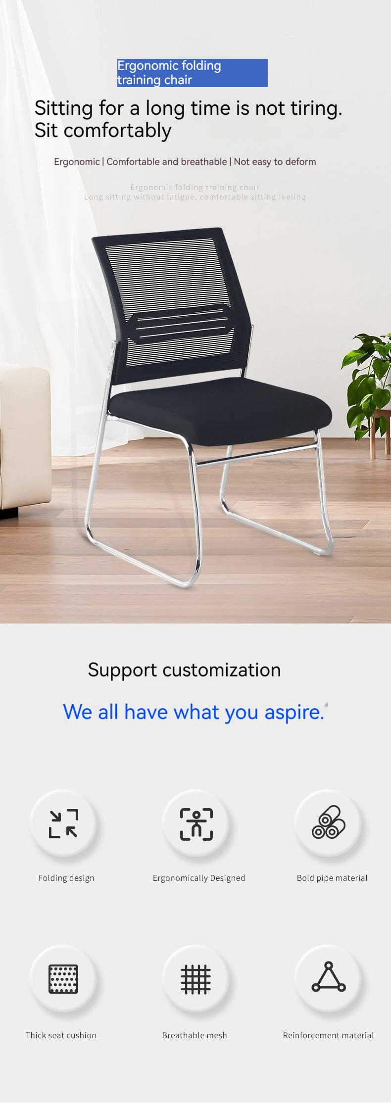 Office Meeting Metal Legs Visitor Mesh Stackable Chair with Durability and Functionality