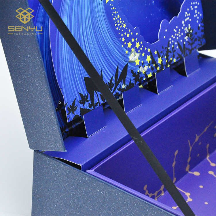 Custom Logo Magnetic Folding Gift Box With Ribbon Carton Black Rigid Flat Luxury
