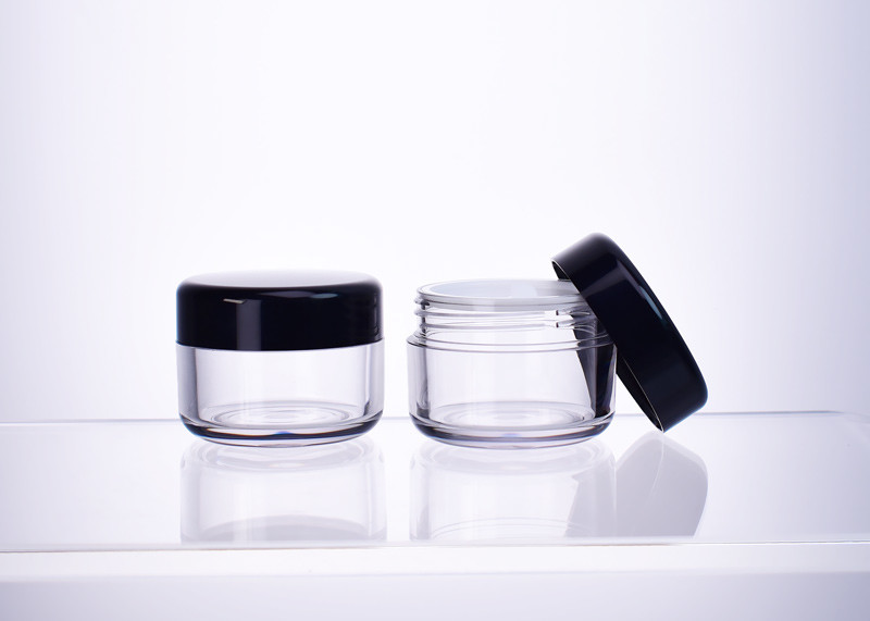 Custom Classic Glass-like Recyclable Plastic PET Cosmetics Jar 50ml For Skincare Face Cream With Classic Cylinder Shape