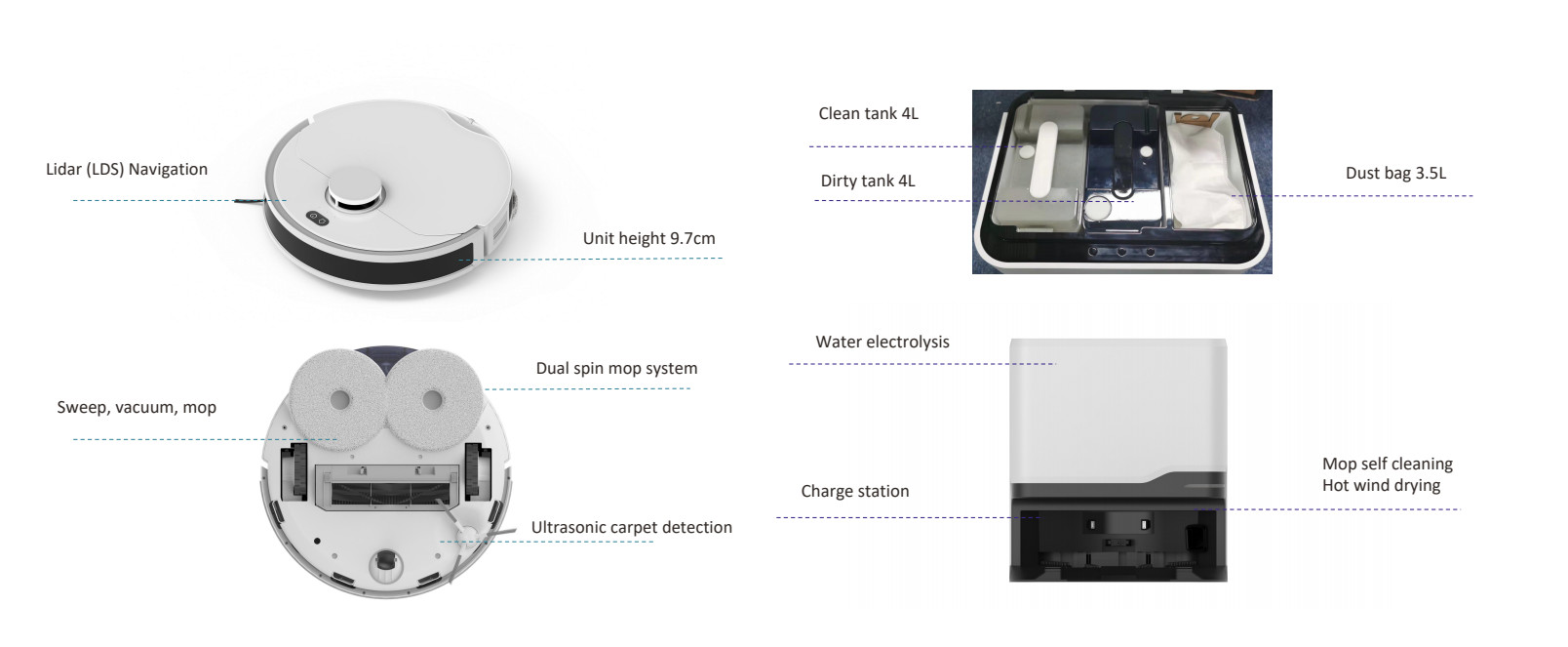 5200MAH Battery Self Clean Mop Robot Vacuum Cleaner Tuya APP