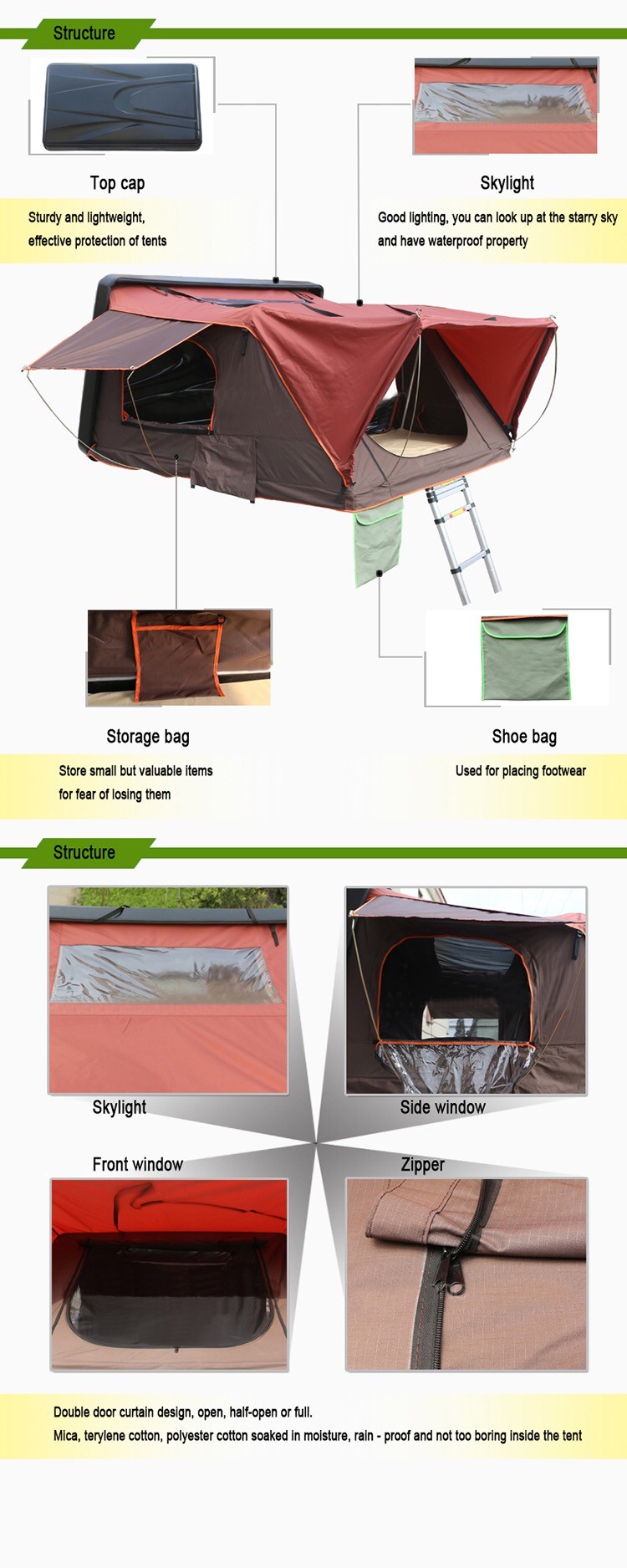Large Space 4 Men Car 20x20 Hard Case Roof Top Tent