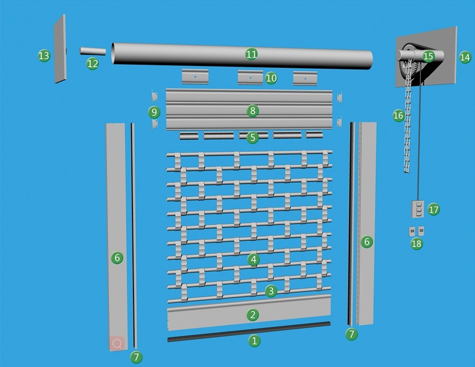 Stainless Steel / Aluminum Automatic Roller Grilles Door Sample Available