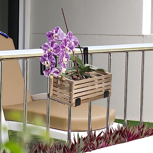 Outdoor Hanging Plants Bracket for Fence Balcony Garden 2 Pack Powder Coated Iron