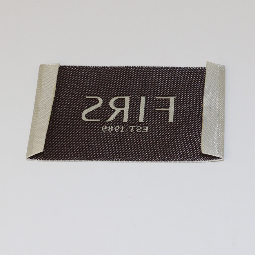Charm Damask Woven Label End Folded For Garment , Custom Fabric Tags